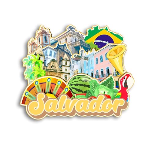 Quwsne Imán para nevera Salvador Brasil, imán para nevera, recuerdos de viaje de ciudad, regalos turísticos, monumentos clásicos 3D, hechos a mano, decoración del hogar, 947