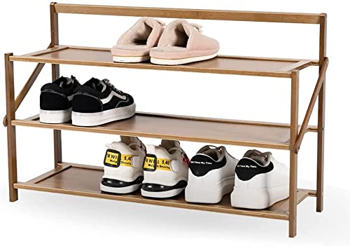 Meuble chaussures gain de place pour couloir étroit en bambou