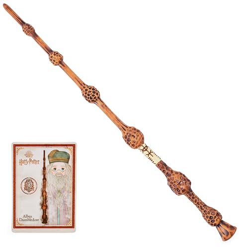 HARRY POTTER-WIZARDING WORLD - Varinha Dumbledore Deluxe - autêntica varinha de Albus Dumbledore de 30 cm com cartão de feitiço - 6062060 - brinquedos crianças 6 anos +