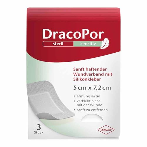 DRACOPOR sensitiv 5x7 2 cm steril m.Silikonkleber 3 St