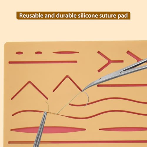 Image of B-Arm Suture Practice Kit with Suture Pad, 6 Suture Threads, 4 Surgical Instruments | Suturing Kit | Suturing Practice Kit | Complete Suture Kit for Medical Students & Professionals