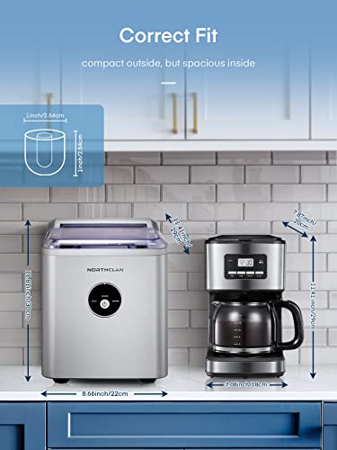 Ice Makers Countertop, 9 Cubes Ready In 6 Mins, 28Lbs In 24Hrs, Portable Ice Maker Machine With Basket And Scoop For Home Kitchen Office Bar Party, Silver, Northclan #TOP3
