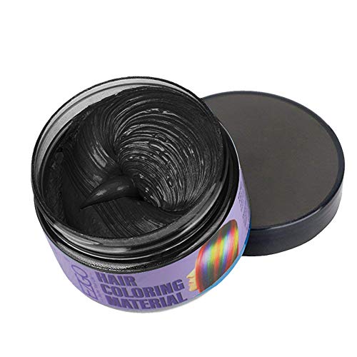 EZGO Washable Temporary Hair Color Wax, Hairstyle Hair Wax Color Pomade, Black Hair Dye Wax for Party, Cosplay, Nightclub, Masquerade, Halloween