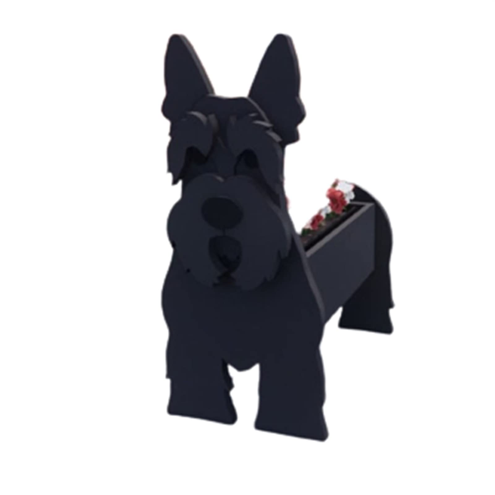 PVC Dog Shaped Cartoon Flower Planter, DIY Cairn Terrier Dog Bonsai Holder, Indoor Outdoor Cute Pet Flower Pot Decoration For Indoor Office Outdoor Home ( Color : Scottish Black , Size : 34*24cm )