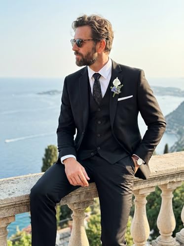Image of Men's Suit 3 Pieces Slim Fit Wedding Suit for Men Formal Prom Tux with Tie