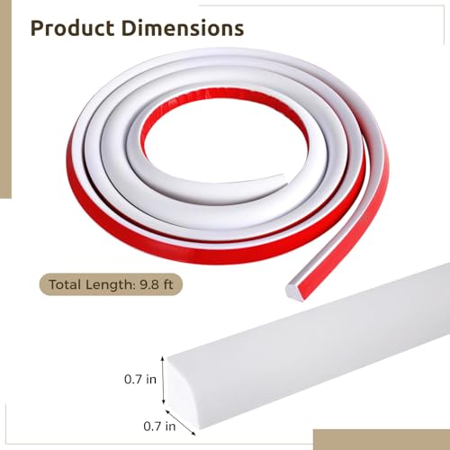 Moulure flexible quart de rond blanc PVC imperméable pour angle de plan de travail - 6