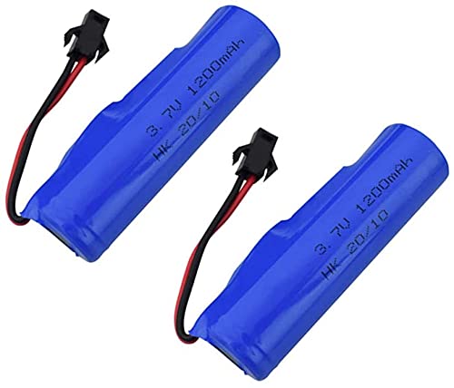 ZYGY 2PCS 3.7V 1200mah Batterie au Lithium pour Voiture Télécommandée DE42 DE45 DE58 DE49 DE57 DE70 1:14 véhicule Tout-Terrain à Quatre Roues Motrices à Grande Vitesse d'escalade dérive Cover