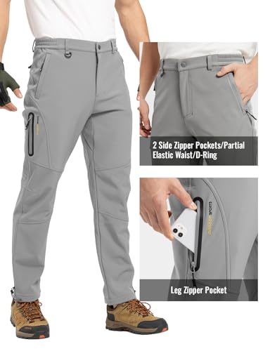 Rdruko Men's Snow Pants Waterproof Insulated Winter Hiking Pants Snowboard Fleece Lined Softshell Ski Pants4