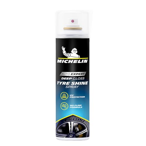 Image of Michelin Tyre Shine Polish for Car 400ml | Instant Deep Black Gloss for Tyres & Plastic Parts with UV-Protection | Restores Faded Surfaces & Prevents Premature Ageing | Long-Lasting Non-Greasy Shine