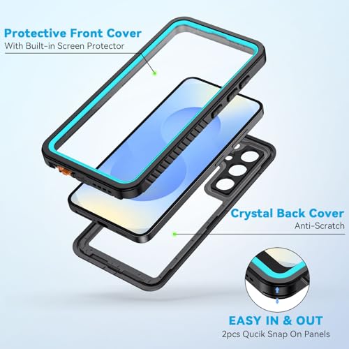 Image of Lanhiem for Samsung Galaxy S25 Case, IP68 Waterproof Dustproof, Built-in Screen Protector, Rugged Full Body Shockproof Protective Cover for Galaxy S25, Blue