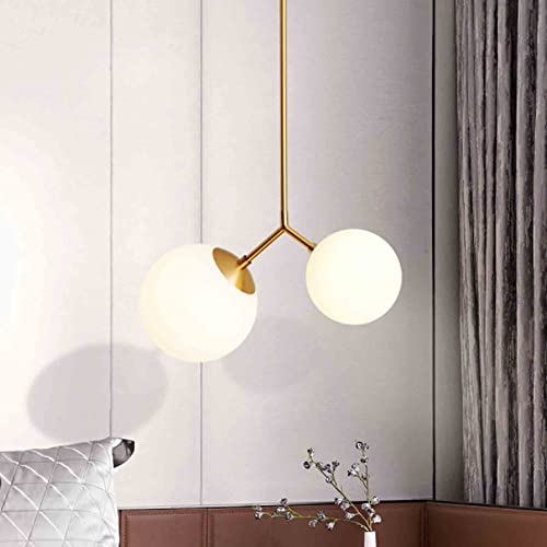 Lustre de chevet nordique et rétro en or avec 2 lampes pour salon