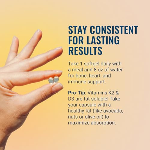 Live Conscious Vitamin K2 MK7 with D3 Supplement | Bone & Heart Health Support - Patented Vitamin K & Vitamin D3 5000 IU - 60 Softgels