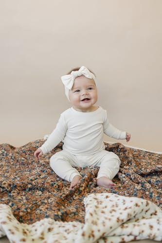 Image of Mebie Baby Muslin Quilt, Venetian Floral & Autumn Bloom, 100% Cotton Baby Blanket for Girls & Boys, Newborns to Toddler, Soft Swaddle Blanket, 47 inchx47 inch