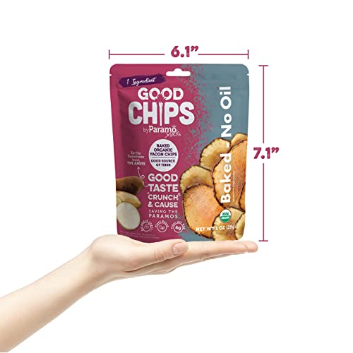 Baked Organic Yacon Chips By Good Chips! 100% Natural, Oil Free, Only One Ingredient: Yacon Root, Usda Organic, Earthy Sweet Superfood, Good Source Of Fiber, 1 Oz Bags, Pack Of 6 #TOP6