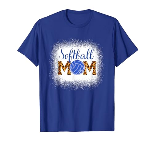 Leopard Softball Mamma Blu Divertente Palla Per Mamma Softball Mamma Maglietta
