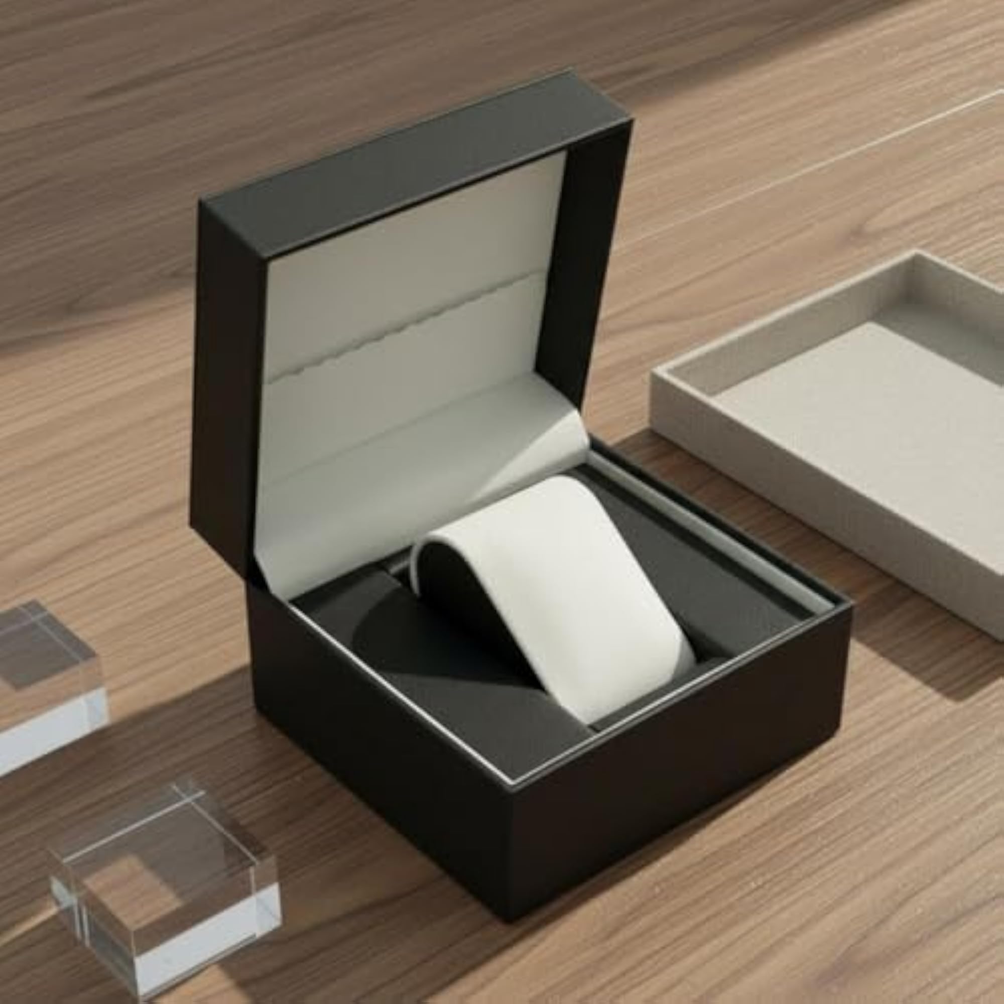 PU Leather Watch Case Lizard Grain Texture Hinged-Lid Box