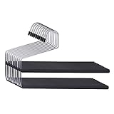 JS HANGER 2-Tier Open Ended Slack Pant Hangers with Non-Slip Foam Coated, Black, 10-Pack