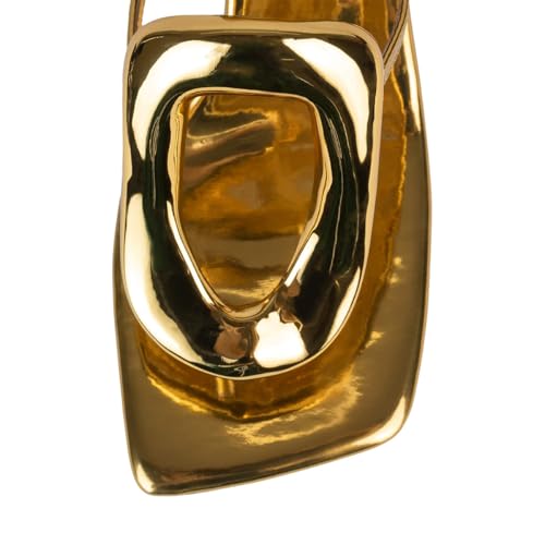 FSJ Women Chic Open Toe Kitten Heel Flip Flops Slip On Gold Detail Low Heeled Thong Sandals Casual Summer Beach Fashion Slides Size 4-16 US4