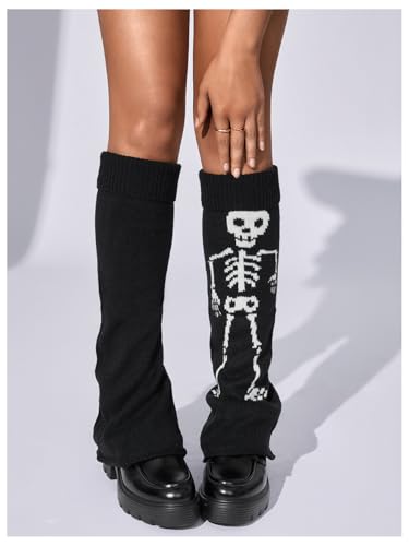 Image of RoseSeek Women's 1 Pair Y2K Bow Front Lace Trim Leg Warmers Ribbed Knit Over Knee Pile Leg Warmers Long Socks