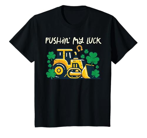 Kids St Patricks Day Bulldozer Saint Paddys Construction Boys Kid T-Shirt