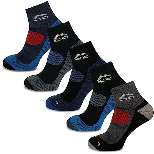 More Mile Lot de 5 paires de chaussettes de course Trail Cheviot Unisexe, Homme, Multi-Color, 11-13 UK