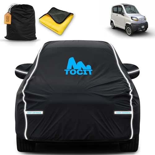 Image of Bajaj QUTE RE60 Waterproof Long Life Car Cover with Safety Glow Reflective Strap, Premium Velvet Velour Fabric, Soft & Stretchable, Machine Washable, Tri-Stitch Custom Fit with Mirror Pocket
