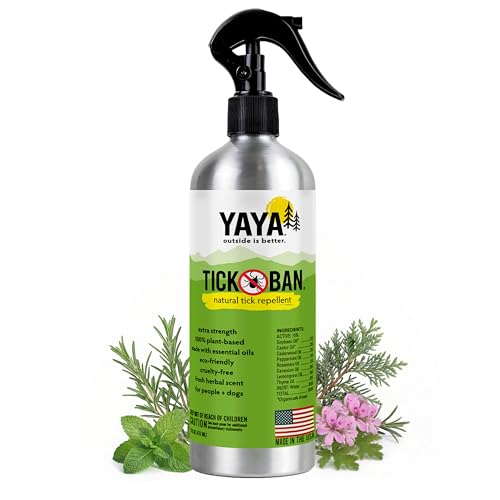 TICK BAN Yaya Organics All Natural Extra Strength Tick Repellent DEET Free - 16 Ounce Spray Bottle