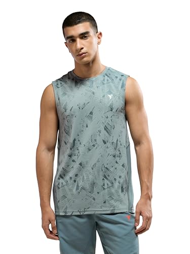 Image of TECHNOSPORT Men's Slim Fit Jacquard Crew Neck Sports Vest with Double Cool, Quick Dry for Sports, Gym & Regular use