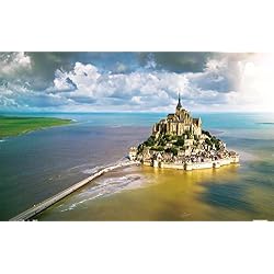 Pintoo Jigsaw Puzzles 1000 قطعة للبالغين - HenryDo - التصوير الجوي - جزيرة مونت سانت ميشيل ، فرنسا لغز بلاستيكي جميل للديكور المنزلي Zero Dust Easy Storage [ H3035 ]