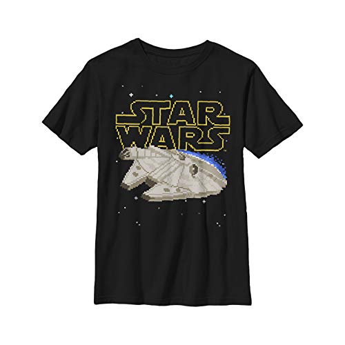 STAR WARS Boy's Pixel Millennium Falcon T-Shirt - Black - Medium