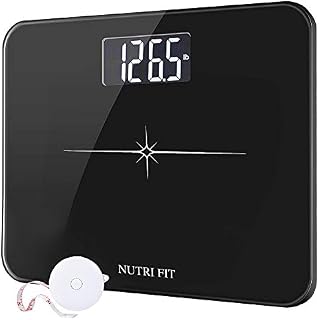 Extra-Wide/Ultra-Thick Digital Body Weight Bathroom Scale with Body Tape Measure from NUTRI FIT
