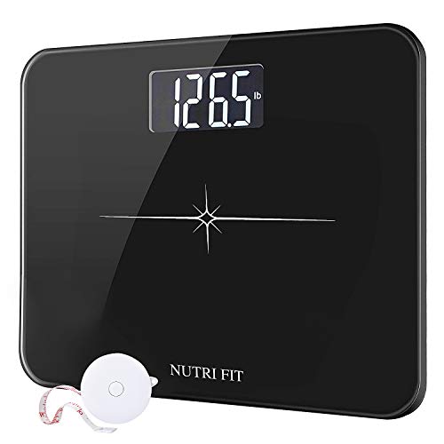 Extra-Wide/Ultra-Thick Digital Body Weight Bathroom Scale with Body Tape Measure from NUTRI FIT