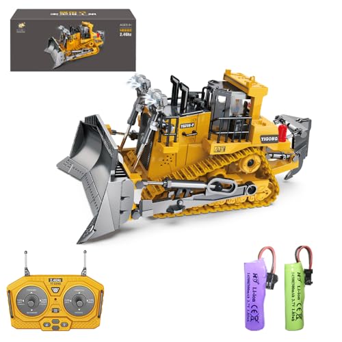 X-Verse Juguete de Bulldozer teledirigido, vehículo de construcción teledirigido para niños, bulldozer RC con luz y efectos de sonido