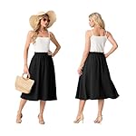 Womens Causal High Waisted Summer Midi Skirts Flowy Palazzo A-Line Long Skirt with Pockets - Image 2