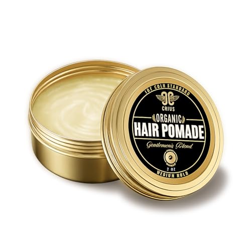 CRIUS COSMETICS Hair Pomade for Men - Certified Organic Pomade with Vegan Ingredients (Chronos And Creed), Natural Hair Balm for Strong Hold & Scalp Care (2 Fl...