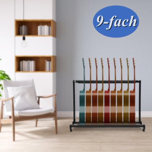 Supporto universale per chitarra, 3/5/9, multiposto, per case, sale da concerto e negozi di strumenti musicali, nero (9 scomparti)