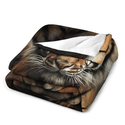 Couverture de luxe tigre pour lit et canapé en microfibre