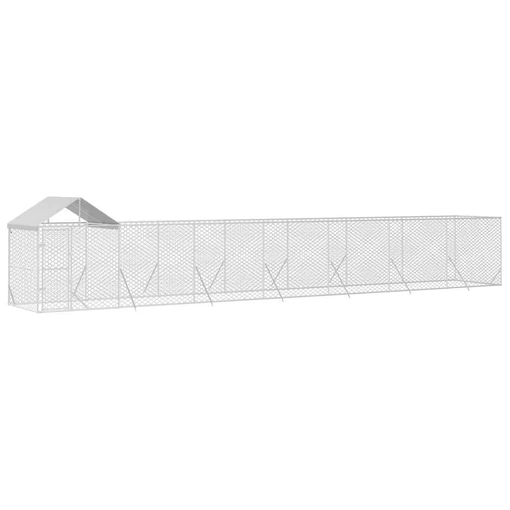 Cuccia Cani Esterno Tetto Argento 14x2x2,5 m Acciaio Zincato