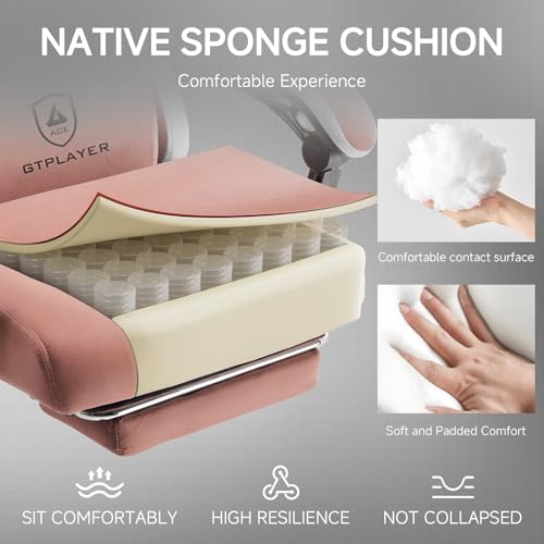 Image of GTPLAYER Office Chair, Gaming Computer Desk Fabric Chair with Footrest, High Back Ergonomic Office Chair with Pocket Spring Lumbar Support and Linkage Armrests Adjustable Height Swivel for Home Task