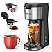 Famiworths Iced Coffee Maker, Hot and Cold Coffee Maker Single Serve for K Cup and Ground, with Descaling Reminder and Self Cleaning, Iced Coffee Machine for Home, Office and RV