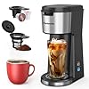 Famiworths Iced Coffee Maker, Hot and Cold Coffee Maker Single Serve for K Cup and Ground, with Descaling Reminder and Self Cleaning, Iced Coffee Machine for Home, Office and RV