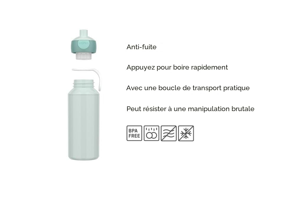 Mepal Gourde Pop-up Campus Bouteille réutilisable Sans BPA 400 ml