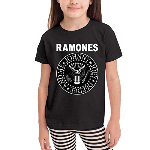 R_Amones Children's T-Shirt 2-6 Years Old Boy and Girl Cotton Tees Classic Comfortable Short Sleeve Black