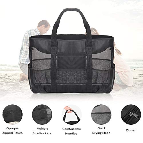 FORMIZON Bolsa Grande de Malla de Playa, Bolsas Compra Reutilizables para Almacenamiento Juguetes, Bolsa Plegable de Compras para Natación, Camping, Compras, Vacaciones Familiares, 70x45x18cm