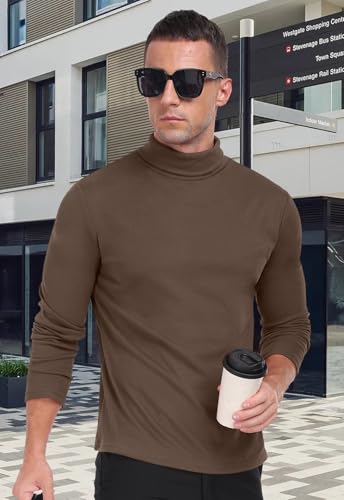 KUYIGO Men's Turtleneck Long Sleeve Turtle Neck Shirts Basic Lightweight Undershirt2