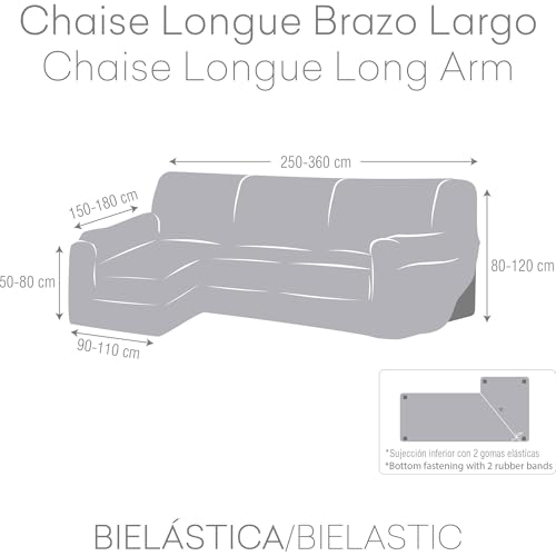 Housse de canapé chaiselongue bras long gauche extensible - 5