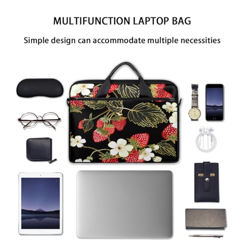 Bolsa para laptop con diseño de flor y fresa 15 pulgadas miniatura 7