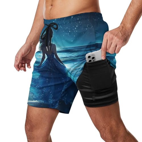 Beautiful Back Mens Swim Trunks Quick Dry Beach Board Shorts with Pockets2