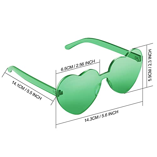 Maxdot 2 Pieces Heart Shape Rimless Sunglasses Transparent Candy Color Frameless Glasses Love Eyewear3