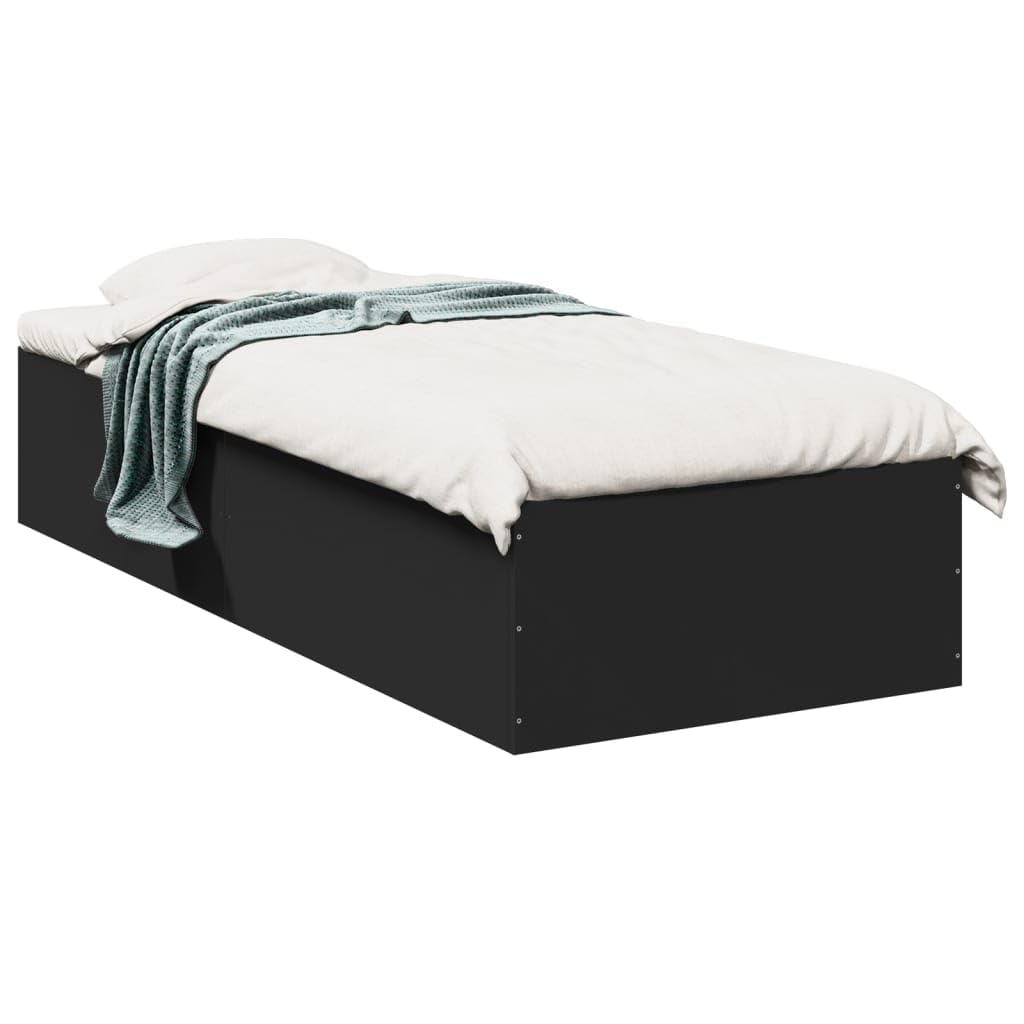 vidaXL Bed Frame without Mattress Black 90x190 cm Single — image 1